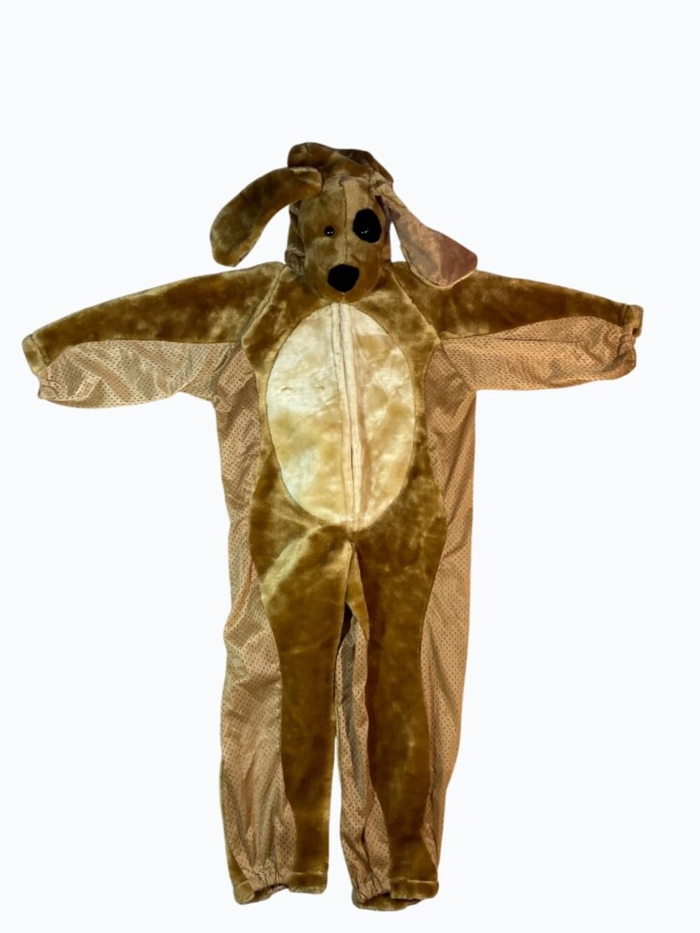 Brown Dog Kids Costume With Plush Ears and Mesh Panels 100% Polyester Size M